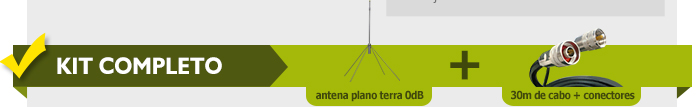 KIT COMPLETO! Acompanha Antena Plano Terra 0dB + 20 metros de cabo.